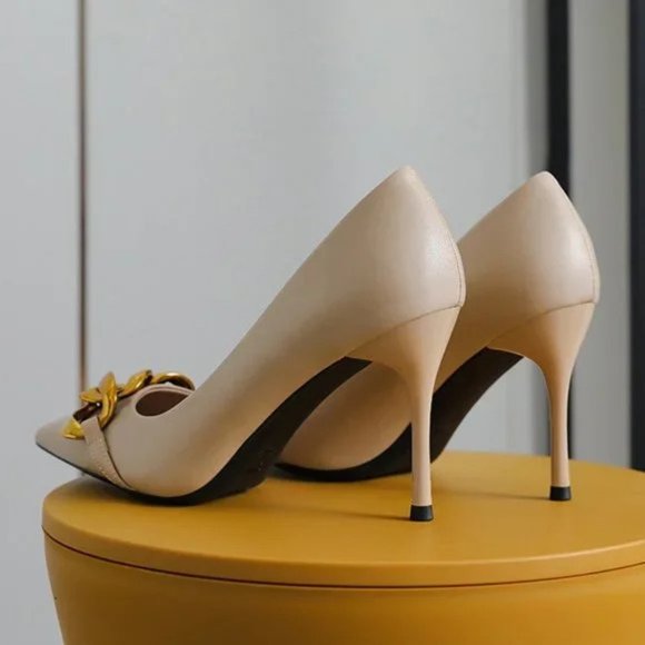 Fine heel metal buckle sharp -headed shallow mouth banquet Ms. wearing fairy sho - Picture 7 of 8